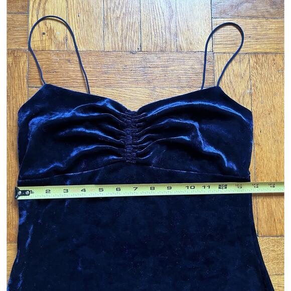 Urban Outfitters Crushed Navy Blue Velvet Mini Slip Dress Medium Y2K Minimalist - Picture 4 of 10